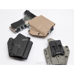 Opaskové plastové pouzdro - holster pro Glock se svítilnou, krátké, pískové