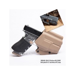 Opaskové plastové pouzdro - holster pro Glock se svítilnou, krátké, pískové