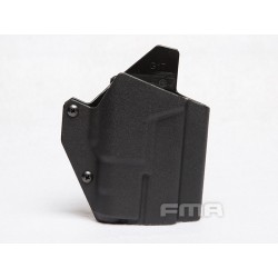 Opaskové plastové pouzdro - holster pro Glock se svítilnou, krátké, černé