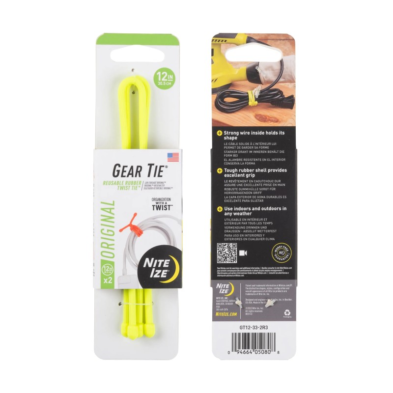 Vázací drát Gear Tie (2ks), žlutá NEON - délka 12"