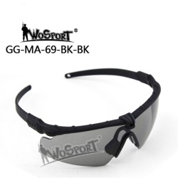WST Shooting Glasses MA-69, Smoke Visor – Black