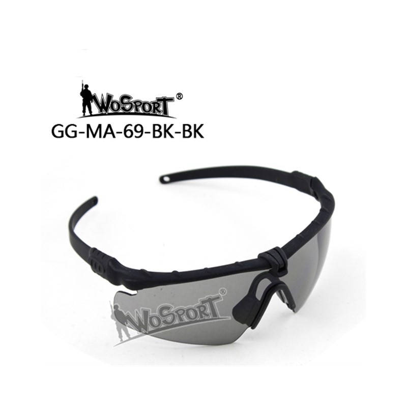 WST Shooting Glasses MA-69, Smoke Visor – Black