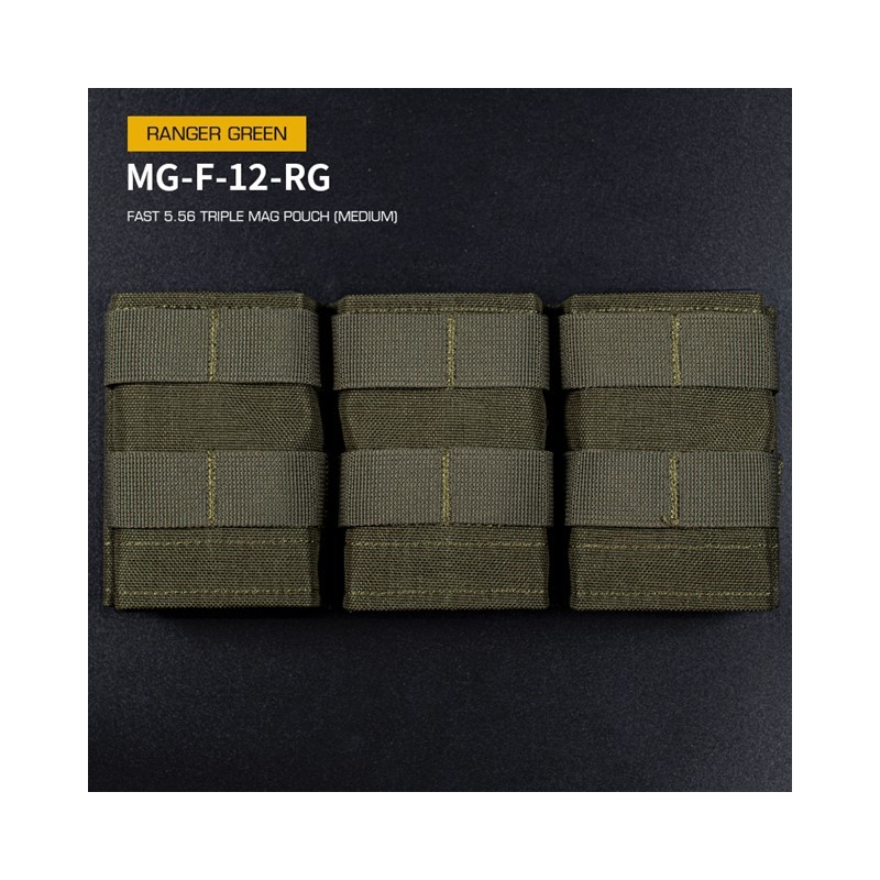 WST MOLLE sumka FAST na 3 zásobníky 5.56 (M4) – Ranger Green