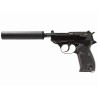 P38 shorty a tlumič s integrovanou hlavní, blowback, černá