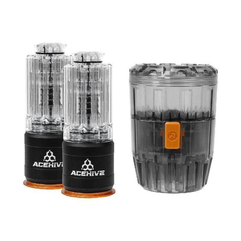 AceTech plynový granát AceHive 40mm, 80 BBs (2 ks) a plnička SPAWNER - Čierna