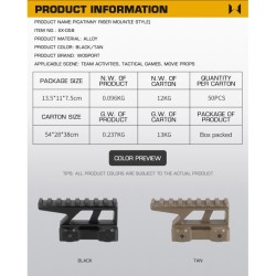 WoSporT zvyšujúca RIS montáž PICATINNY RISER Mount (E style) – Piesková