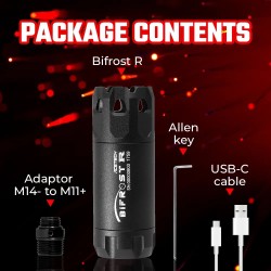 AceTech nasvetľovací tlmič BIFROST R s imitáciou výšľahu - Červená