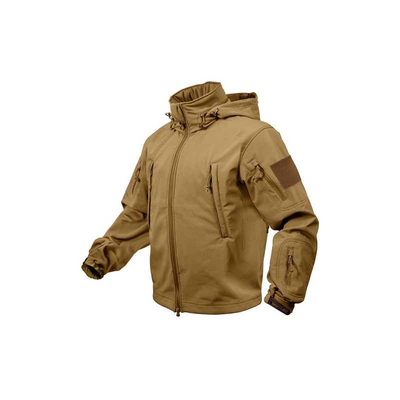 Bunda TACTICAL s kapucí softshell COYOTE, velikost M