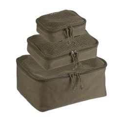 MIL-TEC set MOLLE pouzder na zip se síťkou, 3 kusy - Zelená