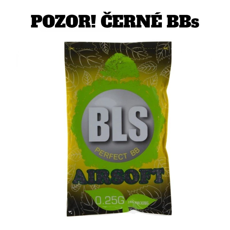 BLS airsoftové BIO kuličky 0,25g, 4000 BBs (sáček) – Černá | ANAREUS