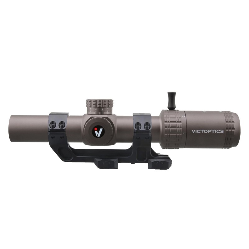 VictOptics LPVO puškohľad S6 1–6x24 + jednodielna montáž - Hnedá