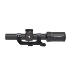 VictOptics LPVO puškohľad S10 1–10x24i Fiber + jednodielna vysoká montáž - Čierna