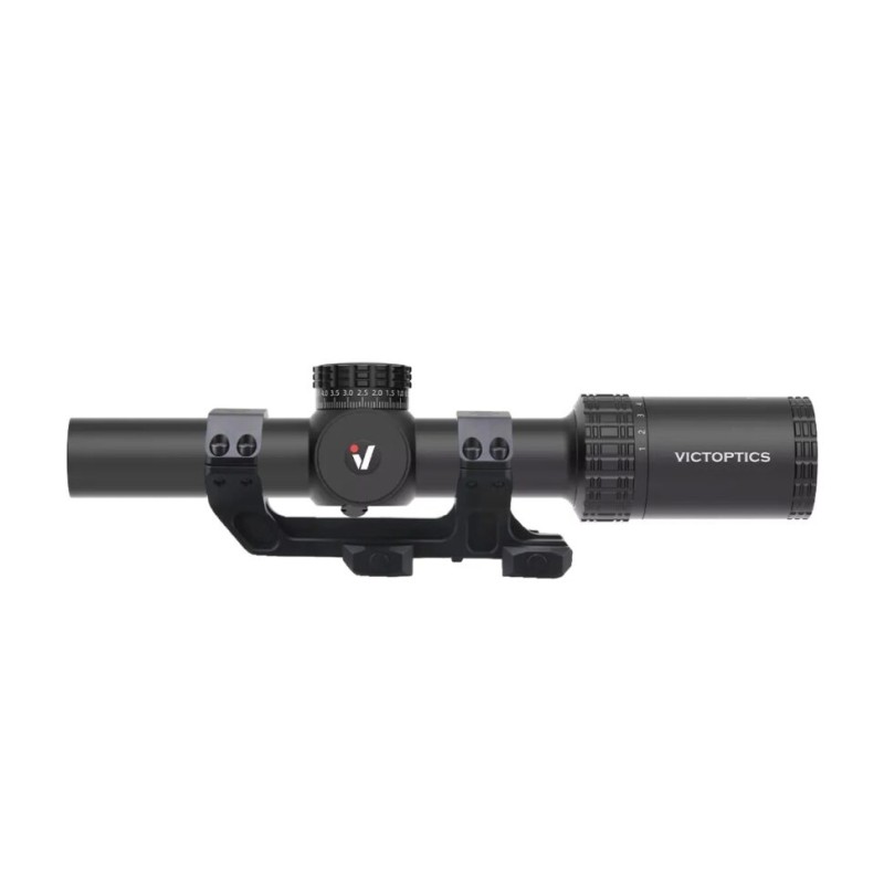 VictOptics LPVO puškohľad S10 1–10x24i Fiber + jednodielna vysoká montáž - Čierna