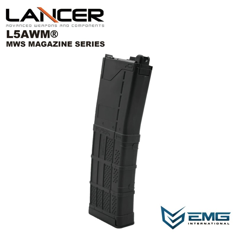 Angry Gun plynový zásobník Lancer L5AWM V2 pre TM MWS, 35 BBs - Čierna