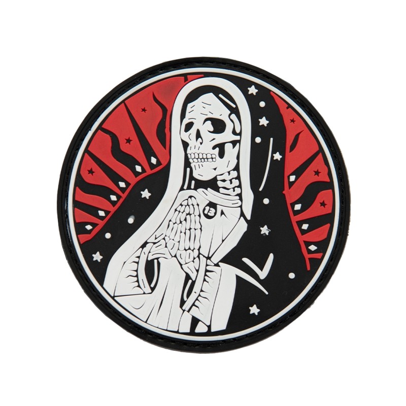 3D gumová nášivka SANTA MUERTE Patch - Červená / čierna