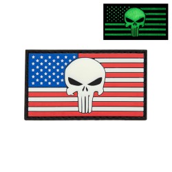 3D gumová nášivka PUNISHER US FLAG Patch - Barevná