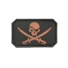 3D PVC PIRATE SKULL Patch - Black / Tan