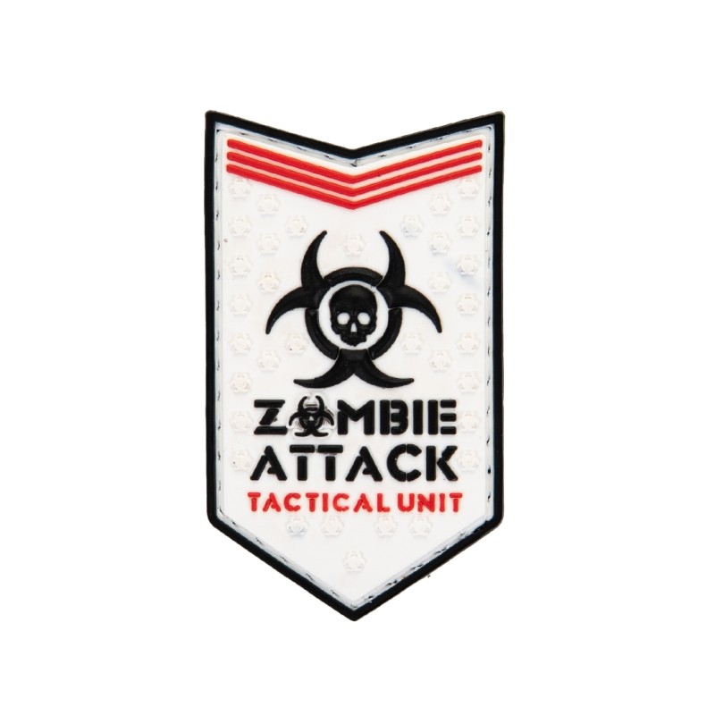 3D gumová nášivka ZOMBIE ATTACK Patch - Bílá